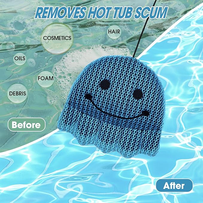 Hot Tub Scum Absorber, Hot Tub Accessories, Spa & Pool Scum Eliminating Balls,Hot Tub Scum Sponge for Hot Tub Oil Absorbing Sponge for Hot Tub Skimmer, Hot Tub Sponge Scum Remover (Octopus)