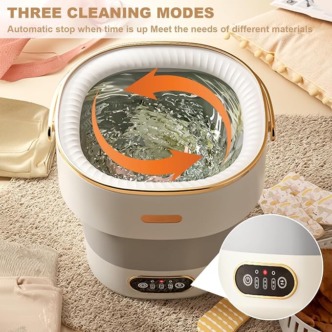 Folding Portable Washing Machine 13L, Mini Fully Automatic Washer Dryer Combo with Spin Basket, Collapsible Small Laundry Machine for Travel Camping RV Dorm Hotel