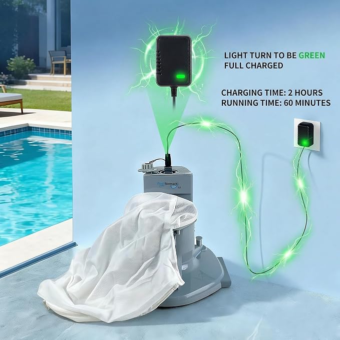 Cordless Pool Vacuum, Handheld Rechargeable Pool Cleaner with Poles,60 Mins Runtime, 11.1V Powerful Suction, 2 Replacement Filter Bags,Ideal for inground Pools,Spa,Hot Tub, Stairs,Above Ground Pools