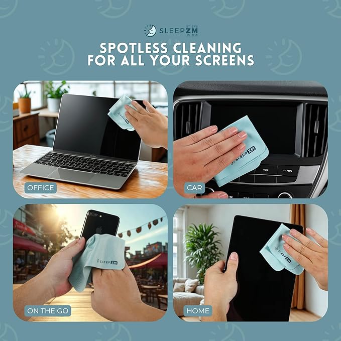 Sleep ZM 30 Pack Special Blue Light Glasses Microfiber Cleaning Cloths - Safe and Effective Cleans Lenses, Screens, Cameras, Eyeglasses, Cell Phone, LCD TV Screens and More (6X7)
