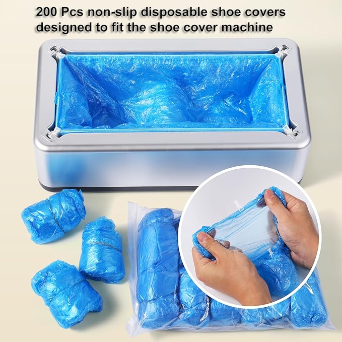 LYSHIYI 200 Pcs Shoe Covers Disposable for Automatic Shoe Cover Dispenser, Non-Slip, T buckle Shoe Covers Disposable for Shoe Cover Machine, 15-20'' Adjustable Size Boot Covers for US 6 to 14 Size