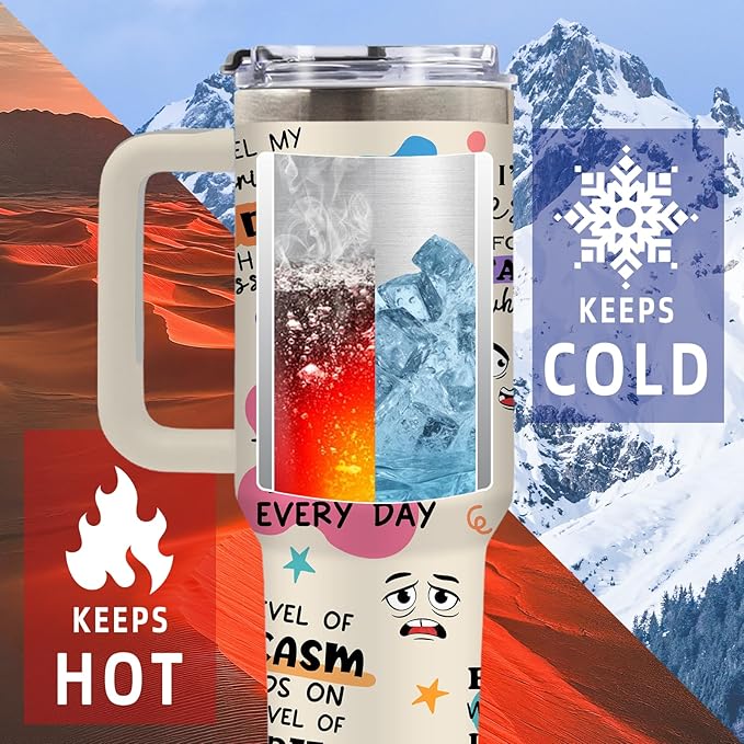 DUUV 40 Oz Funny Tumbler with Handle and Lid, Motivational Saying Cup for Work Office Coworkers, Encouragement Gifts for Birthday Christmas, 1PCS