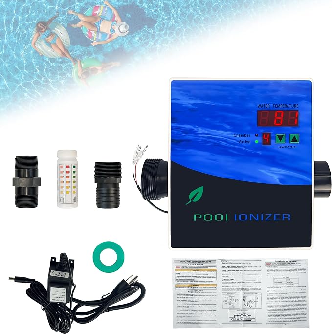 444301 Pool ionizer with Active Level Control, Pool Purifier System Fit for Above-Ground, In-Ground Pool, Saltwater Pool, Hot Tub, Spa Pool, Water Park