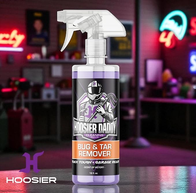 Hoosier Daddy 16oz Car Bug & Tar Remover - Fast-Acting Formula Dissolves Tough Bugs, Tar, & Sap - Easy Spray-On, Wipe-Off Solution for a Spotless Polished finish + Air Freshener