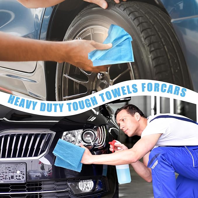 HunnmingRe 600 Sheets 9.84 x 13.78 in Disposable Shop Towels Bulk Heavy Duty Shop Towels Lint Free Paper Absorbent Anti Dissolution for Garage Car Work (Blue)