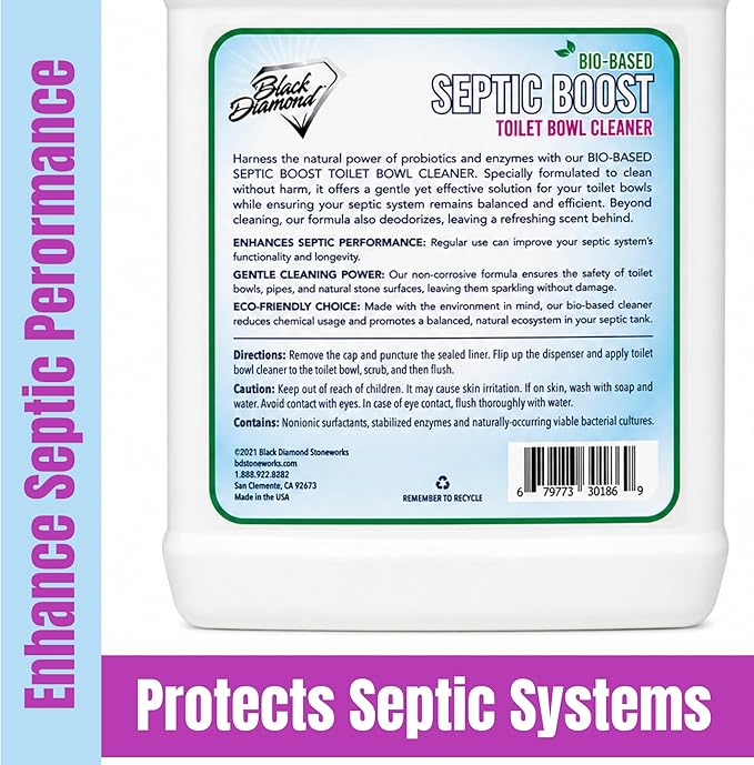 Septic Boost Septic Safe Toilet Bowl Cleaner - Acid-Free Toilet Cleaner with Enzymes for Septic Tank Treatment - Effective Cleaning & Deodorizing Bio-Based Liquid Toilet Bowl Cleaner (1-Gallon)