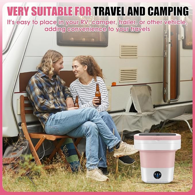 Portable Washing Machine 16L Mini Laundry Washer 3 Modes with Spin Basket Laundry Machine Cleaning Depth Underwear,Baby Clothes Small Shirt for Apartments Dormitories Hotels and Camping (pink)
