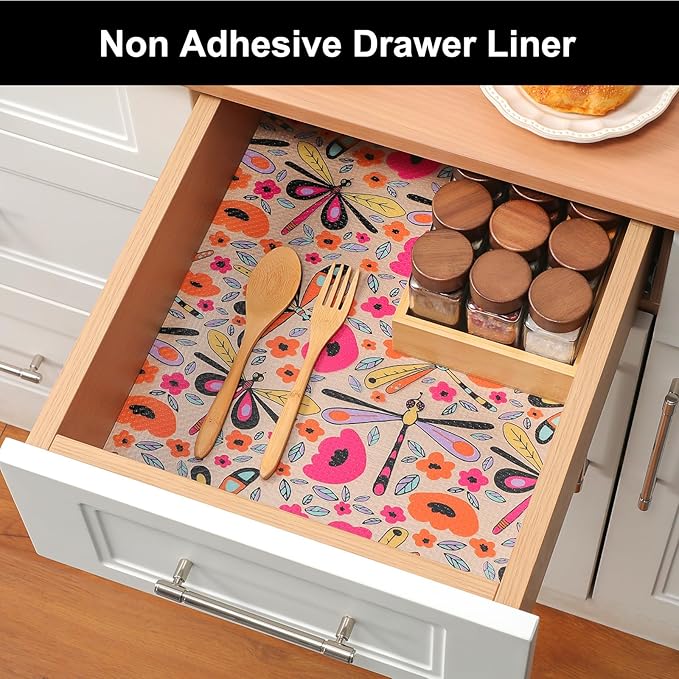 Cooyes Shelf Liner – Non-Slip Cabinet & Drawer Liner for Kitchen – Non-Adhesive Waterproof Shelf Paper with Modern Pattern – Durable EVA Cabinet Mat – Easy to Cut (Amethyst,23.6" W x 118" L)
