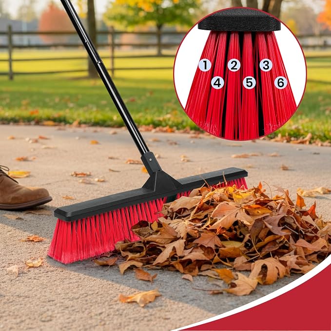 24 inches Push Broom and Small Deck Brush for Outdoor Floor Cleaning