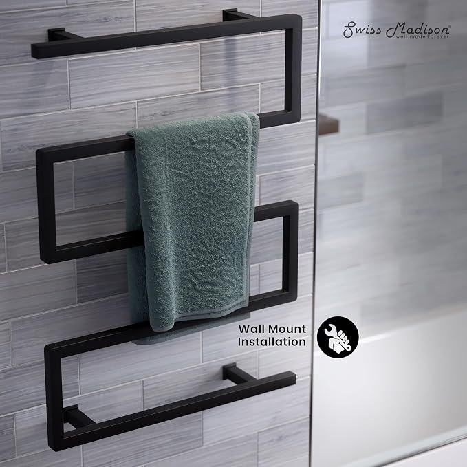 Swiss Madison Voltaire 5-Bar Electric Towel Warmer Heated Towel Racks for Bathroom in Matte Black