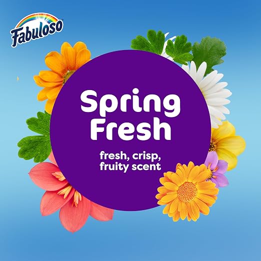 Fabuloso 2X Multi-Purpose Cleaner Bleach Alternative, No Rinse Floor Cleaner, Long-Lasting Freshness, Spring Fresh Scent, 56 fl oz