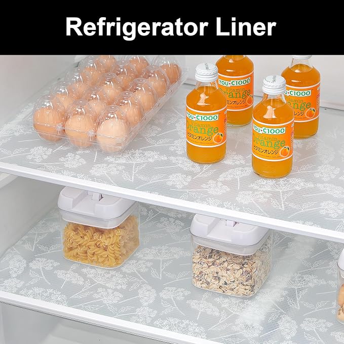Cooyes Shelf Liners for Kitchen Cabinets, Refrigerator Liners Waterproof & Oil-Proof Kitchen Cupboard Liner Drawer Mats EVA Material Non Adhesive Fridge Liner for Shelves（17.5" W x 78.7" L）