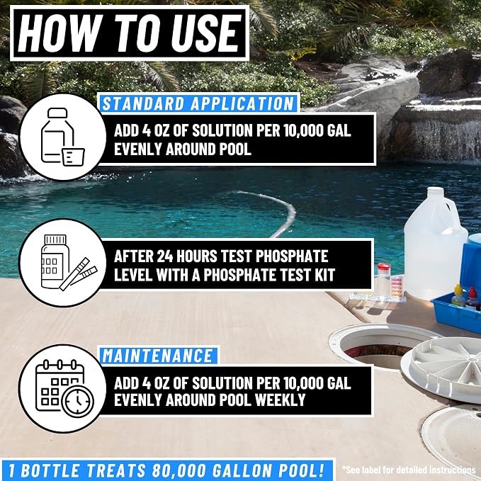 BubbyShine, Phosphate Remover - Pool Chemicals, Pool Phosphate Remover, Pool Chemicals For Inground Pools & Above Ground Swimming Pools, Perfect for Pool Openings to Make Your Pool Phosphate Free 32oz