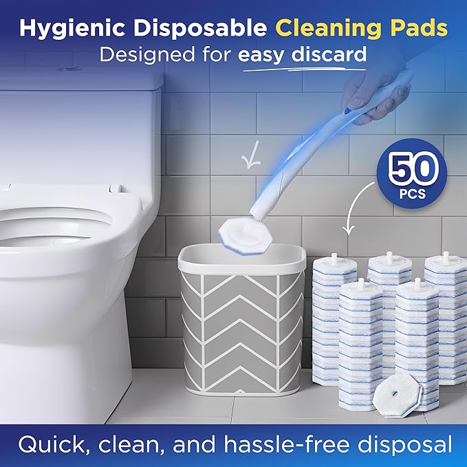 50 Count Toilet Wand Refills for Clorox Toilet Wand, 5X Cleaning Power, Replacement Heads for Clorox Wand, High-Density Disposable Brush Scrubber - No Falling Apart, Fresh Fragrance