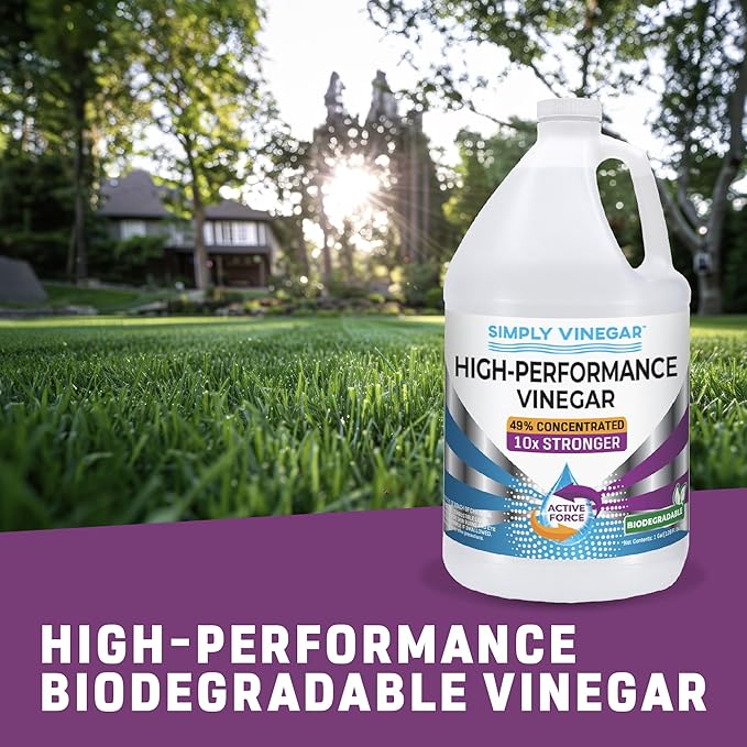 Simply Vinegar Industrial Strength 49% Vinegar – High-Performance Concentrated Cleaner for Home, Garden, Driveways & More – Biodegradable & Bleach-Free (Not for Food Use) - 128 oz (Pack of 2)
