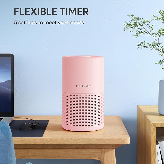 FULMINARE Air Purifiers for Bedroom Air Filter, Quiet Air Cleaner With Night Light, Portable Small Air Purifier for Home, Office, Living Room