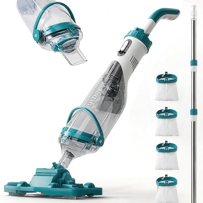 FOTING Cordless Pool Vacuum for Above Ground Pool 19.5 GPM,All Angle&LED Display,Handheld Rechargeable Spa Vacuum Cleaner for Inground Pools for Hot Tub, Debris,Shallow Steps