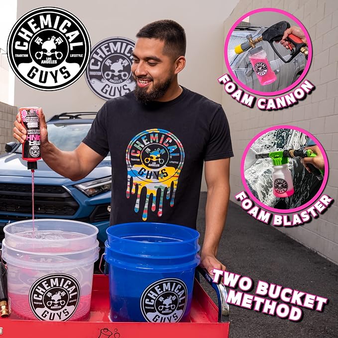 Chemical Guys Mr. Pink Car Wash Soap & Chenille Wash Mitt Kit - 64 oz High Foaming Auto Shampoo with Plush Microfiber Mitt - Safe for Cars, Trucks, Motorcycles, and RVs - Scratch-Free Cleaning Combo