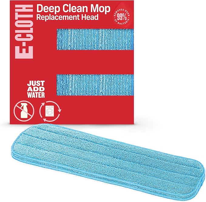 E-Cloth Deep Clean Mop Head Replacement - Microfiber Mop Pads, Reusable Washable Pads for Wet Floor Cleaning, Hardwood, Tile, Laminate & Stone, 100 Washes - 2 Pack