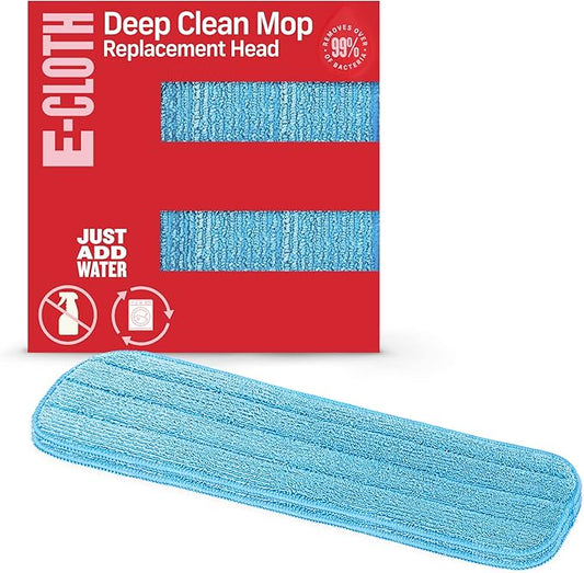 E-Cloth Deep Clean Mop Head Replacement - Microfiber Mop Pads, Reusable Washable Pads for Wet Floor Cleaning, Hardwood, Tile, Laminate & Stone, 100 Washes - 2 Pack