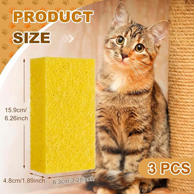 1 Pack Pet Hair Remover Sponge Cat and Dog Hair Sponge Rubber Pet Fur Lifter Removal Tool, Remove from Furniture, Carpet, Bedding, Clothing, 6.26 x 3.28 x 1.89 Inch (Yellow)