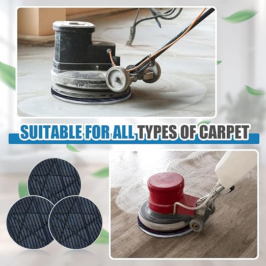 Tioncy 3 Pcs Commercial Microfiber Carpet Bonnets 13 Inches Commercial Grade Rug Scrubber Abrasion Scrubber Brush Carpet Bonnets Pads and Absorbency with Cleaning Strips