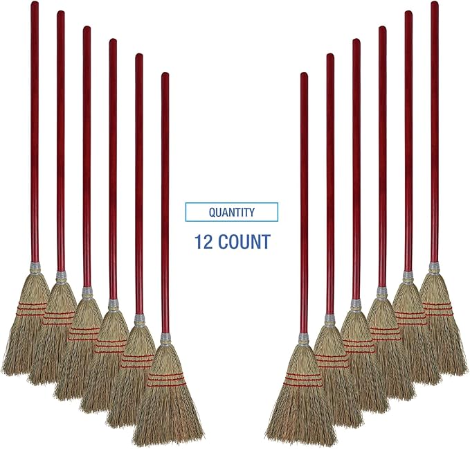 Boardwalk Corn Fiber Lobby/Toy Broom, Corn Fiber Bristles, 39" Overall Length, Red, 12/Carton