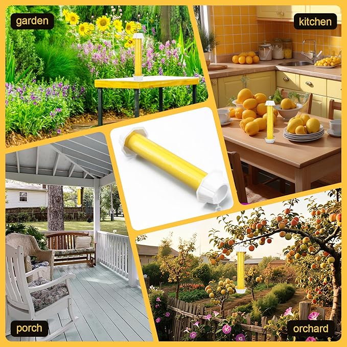 12 Pcs Fly Traps for Indoor Outdoor Hanging Fruit Fly Stick Trap Sticky Mosquito for Home Insect 10 x 2.5 Inches (Yellow and White)