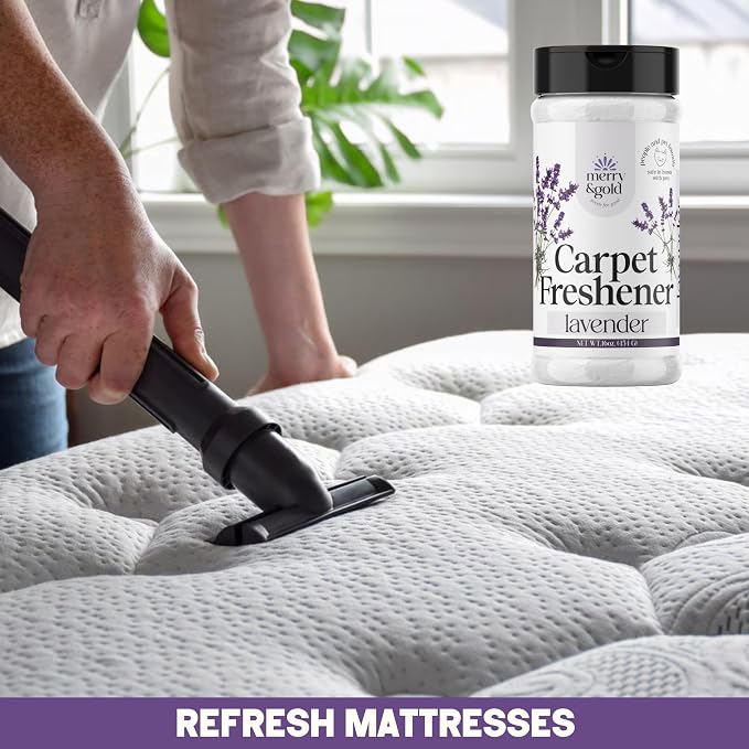 Merry & Gold Carpet Deodorizer & Freshener Powder | 16 oz (2 Pack) Lavender | Pet Odor Eliminator for Strong Odors & Pet Urine | Safe for Homes with Pets | Made in USA
