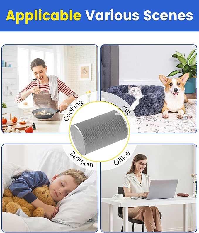2 Pack M8R-FLH Replacement Filter Compatible with Xiaomi Mi Air Purifier, Models 3C 3H 3, 2C 2H 2S, Pro, 3-Stage Filtration with Activated Carbon Filters