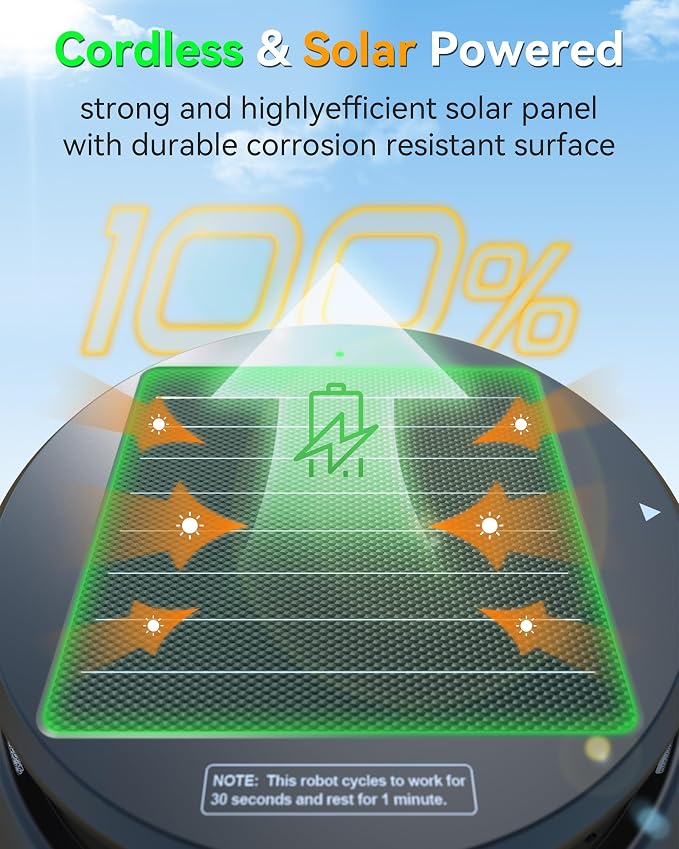 Y60 Cordless Solar Pool Skimmer - 2026 Automatic Robotic Pool Surface Cleaner with 360° All-Around Intake, Dual Charging, 12H Deep Cleaning for In-Ground & Above Ground Pools