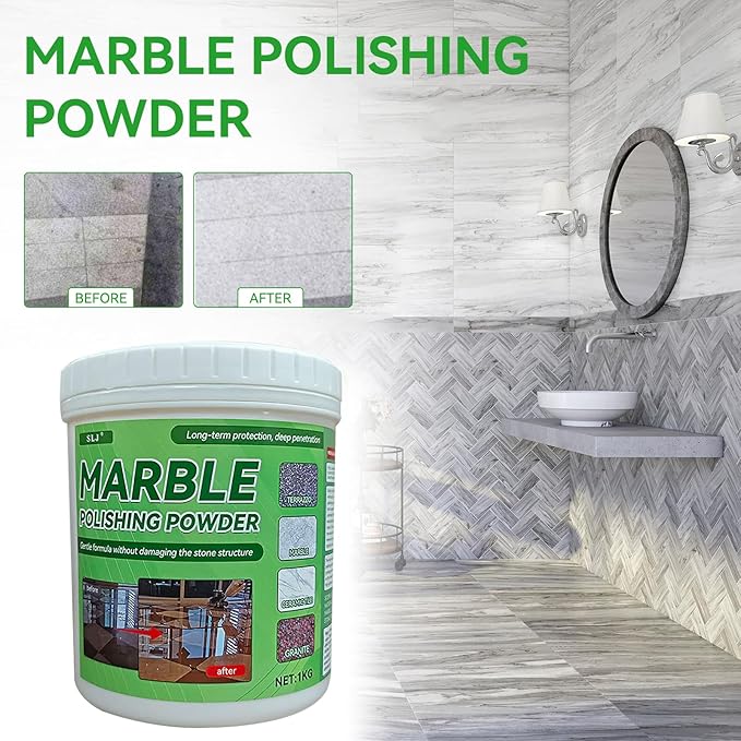 Marble Polishing Powder Natural Stone Cleaner Kitchen Worktops Polishing Powder | Suitable for All Kinds of Stone Polishing - Marble Polishing Treatment for Restoring Shine (1KG)