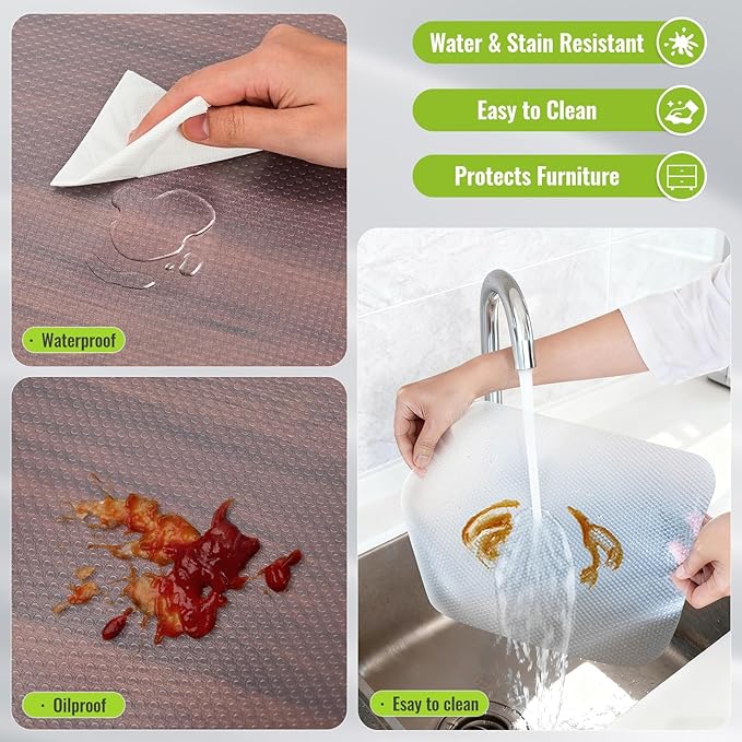 Shelf Liner 23.6"x236", Thick Clear EVA, Non-Adhesive Lays Flat | Protects against spills, stains & scratch; Dot grid for easy custom sizing; Fits kitchen cabinet, drawer, wire shelf & fridge