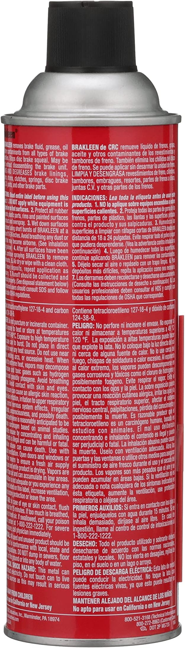 CRC BRAKLEEN Brake Parts Cleaner - Non-Flammable -1lb 3 Oz (05089) (Pack of 2)