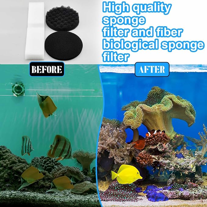 Threlaco 24 Pcs Aquarium Filter Media Kit Compatible with Fluval Fx4/Fx5/Fx6 Filters, 4 Bio-Sponge Pads, 6 Bio-Sponge Block, 6 Activated Carbon, 4 Carbon Foam Pad, 2 Silicone Lube, 2 Ceramic Rings