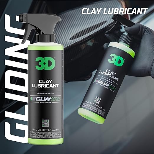 3D Clay Lubricant GLW Series | DIY Car Detailing | Hyper Slick Lubrication for Clay Bars | Eliminates Contaminants from Paint | Ultra Surface Protection | Decontamination Formula | Easy to Use | 16oz