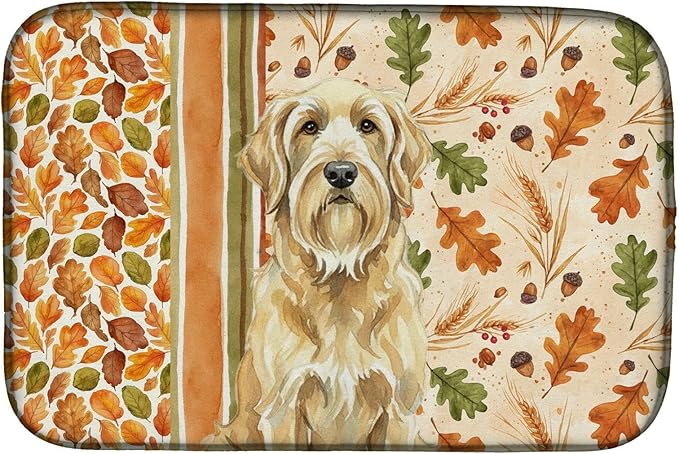Caroline's Treasures Wheaten and Tan Otterhound Heirloom Fall Dish Drying Mat Absorbent Dish Drying Mat Pad for Kitchen Counter Dish Drainer Mat for Countertop, 14 x 21", Multicolor