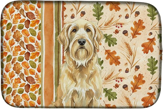 Caroline's Treasures Wheaten and Tan Otterhound Heirloom Fall Dish Drying Mat Absorbent Dish Drying Mat Pad for Kitchen Counter Dish Drainer Mat for Countertop, 14 x 21", Multicolor