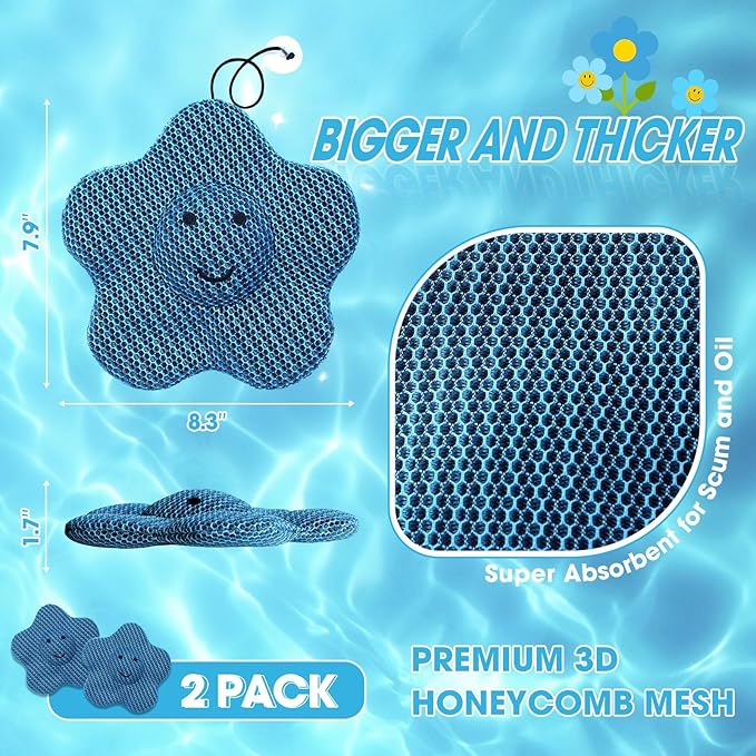 Hot Tub Scum Absorber, Hot Tub Accessories, Spa & Pool Scum Eliminating Balls,Hot Tub Scum Sponge for Hot Tub Oil Absorbing Sponge for Hot Tub Skimmer, Hot Tub Sponge Scum Remover (Flower)