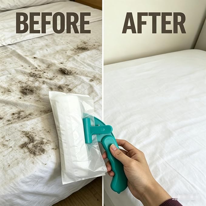 Pre-Moistened Bed Brush with 50 Disposable Covers, Hand Brooms for bedrooms, Hotels, Nursing Homes, Wellness Centers, Beauty Salons, and pet accommodations - No Washing Required, Deep Cleans Dust