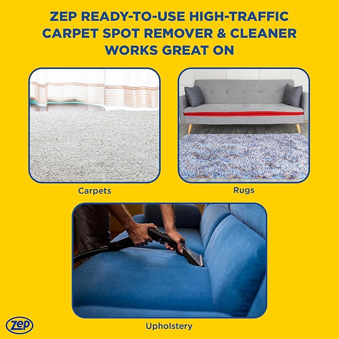 Zep High Traffic Carpet Cleaner - 32 Ounces (Case of 12) ZUHTC32 - Penetrating Formula Removes Deep Stains. Make High-Traffic Areas Look New Again