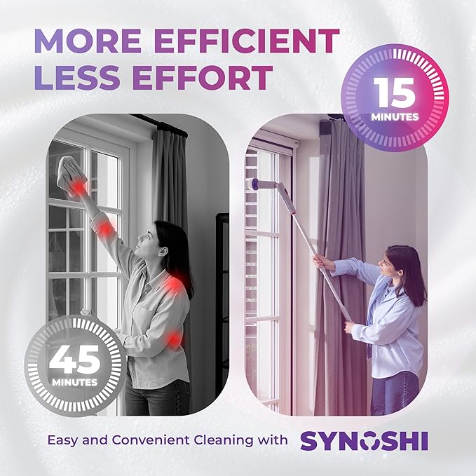 Synoshi PRO Electric Spin Scrubber with Long Handle & Cone Brush Heads – Cordless Shower Scrubber, Bathroom Cleaning Brush, Adjustable Angles, 2 Speeds Power Scrubber for Tub, Floor & Tile