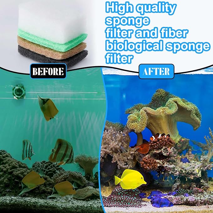 Threlaco 56 Pcs Aquarium Filter Media Compatible with Fluval 306/307/406/407, 36 Ammonia Phosphate & Nitrite Remover Pads, 6 Activated Carbon, 12 Polishing Pads, 2 Silicone Lubricant