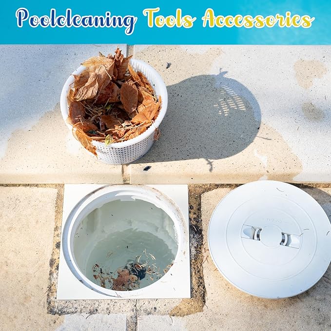2pcs 7'' SPX1082CA Pool Skimmer Basket and 2 Pcs SP1106 Vacuum Plate Compatible with Hayward Skim Vac In-Ground Swimming Pool Skimmer SP1082, SP1083, SP1084, SP1085, SP1086, SP1075 (White)
