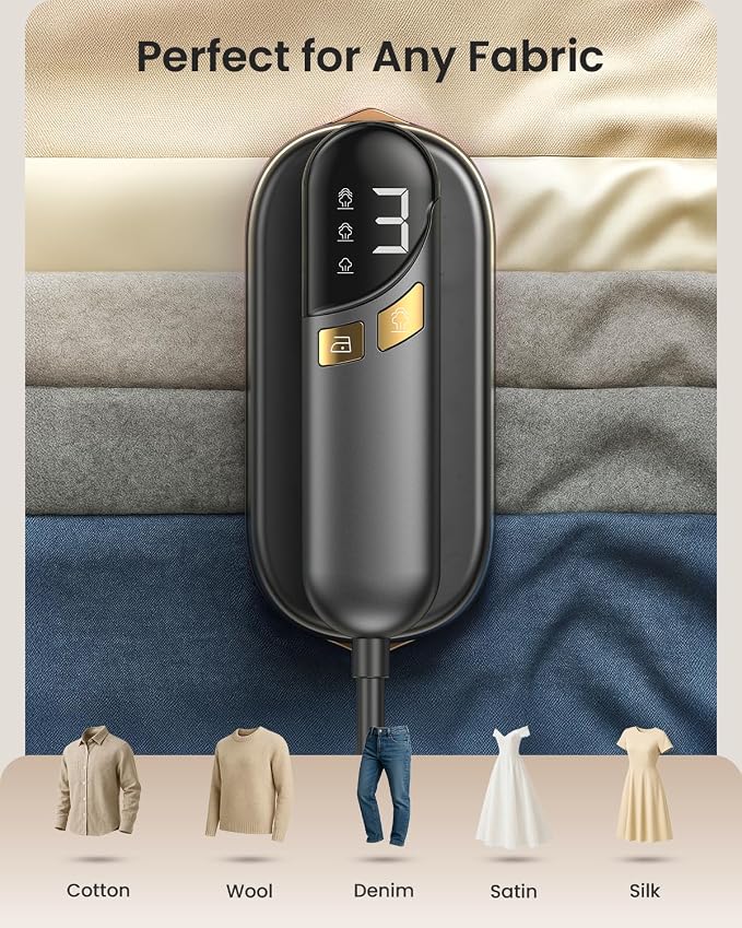 LOXP 2-in-1 Hand Held Steamer Iron for Clothes, 1000W Travel Steamer with Ceramic Soleplate, 9s Fast Heat-Up, Leak-Proof 170mL Tank, Self-Clean, Portable Wrinkle Remover for Home & Travel, 120V, Black