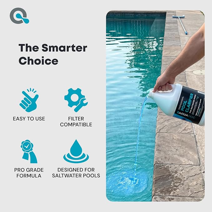AquaDoc Pool Clarifier for Saltwater Pools - 128 oz - Swimming Pool Water Clarifier for Inground and Above Ground Pools to Help Improve Clarity and Filtration - Made in USA