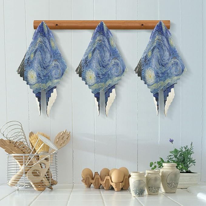 Starry Night Kitchen Towels Dish Cloths Set of 6 Microfiber Cleaning Cloths for Cars Super Absorbent Machine