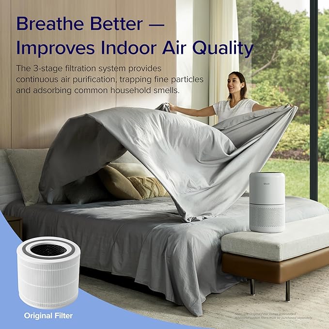Levoit Core 300 & 200S Air Purifier Replacement Filters, 3-In-1 with Activated Carbon, 2 Pack White for Core300 & 1 Pack for Core200S