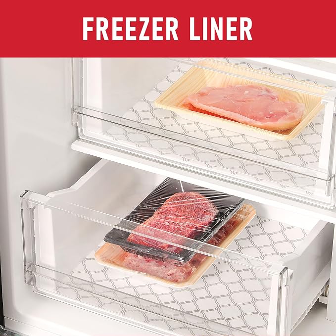 Cooyes Non Slip Refrigerator Liners, 2 in 1 Absorbent Fridge Liners and Fresh Mats Machine Washable, Refrigerator Shelf Paper for Glass Shelves Kitchen Cabinet Drawer, 17.7" x 360"