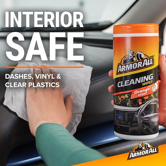 Armor All Car Interior Cleaner Wipes, Car Cleaning Wipes with Orange Cleans Dirt and Dust in Cars, Trucks and Motorcycles, 25 Count (Pack of 6)
